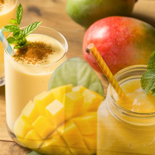 alkoholfreies Rezept für einen neuen Tee-Drink für Mango-Liebhaber 